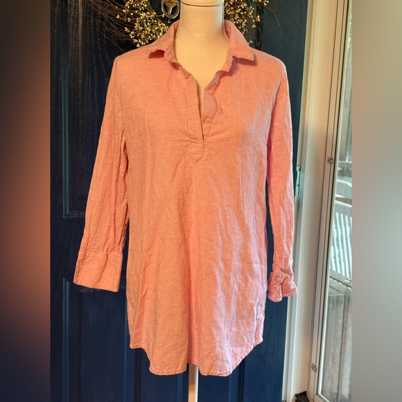 Vineyard Vines Pink 3/4 Sleeve Polo Tunic Linen and Cotton size M - Picture 1 of 12